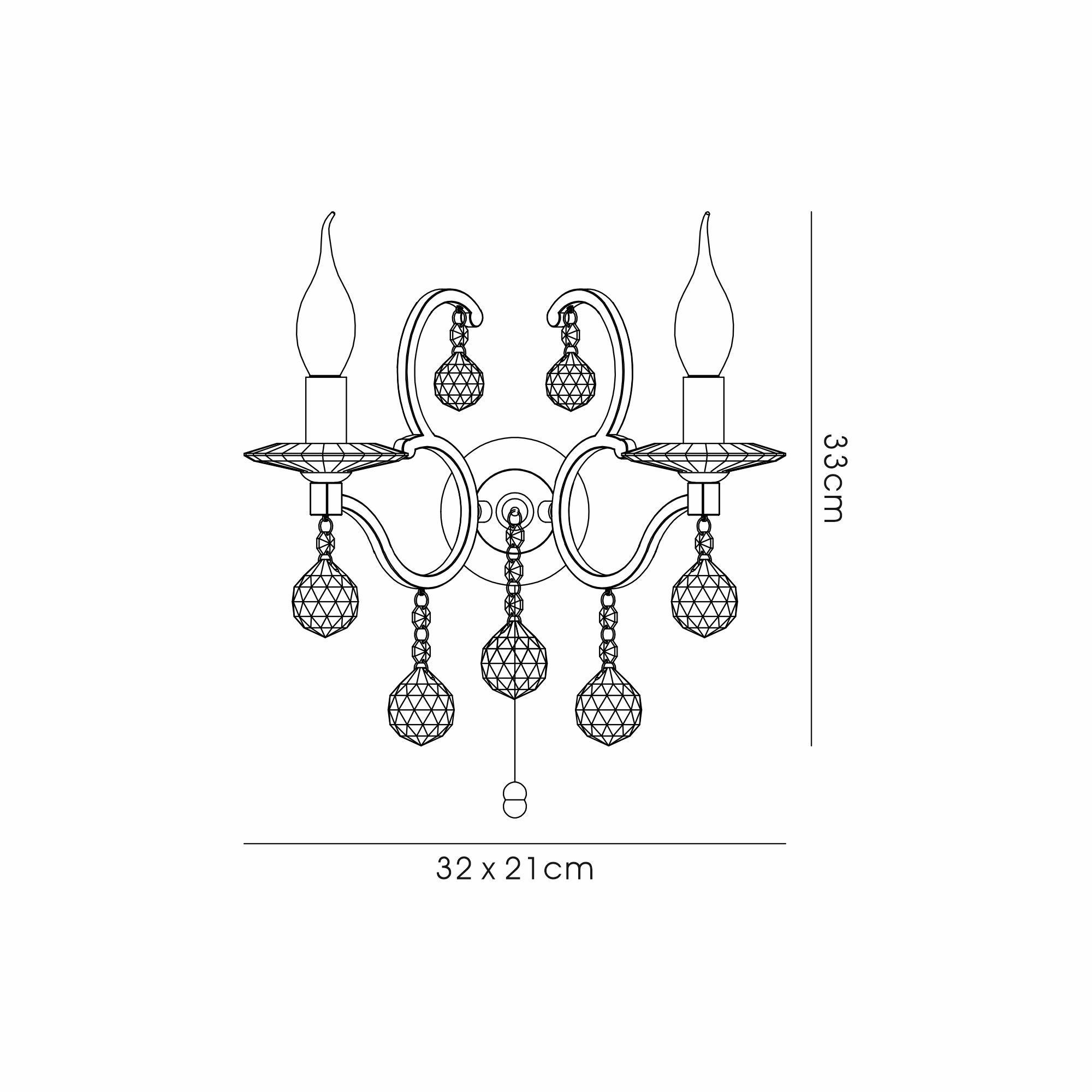 IL30222  Zinta Crystal Switched Wall Lamp 2 Light French Gold